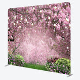 Aperturee - Aperturee Spring Pink Floral Trees Greenery Pillow Case Backdrop